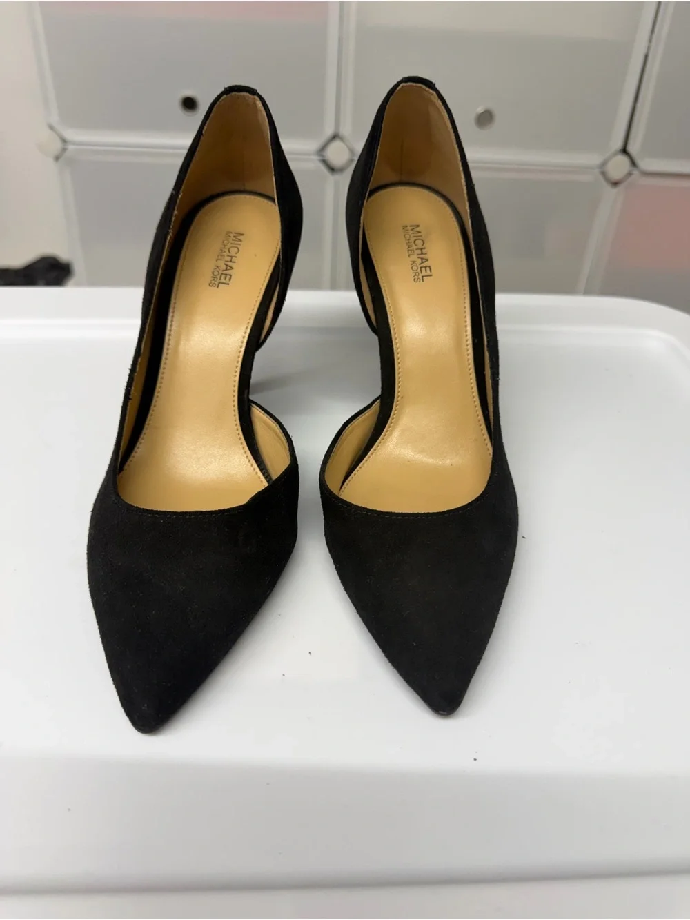 Michael Kors Black Suede Pointed Toe D'Orsay Pumps